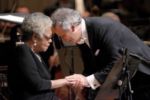 Louis Langrée and Maya Angelou in one of her final public appearances