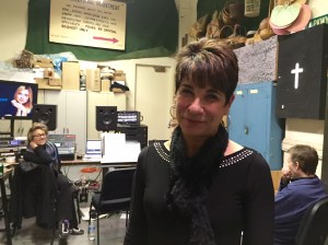 Elaine Martone in the Music Hall recording booth