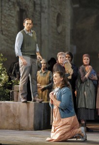 Rosetta (sung by Sarah Shafer) sings a deeply moving prayer, with Michale (tenor Dimitri Pittas ) looking on. Photos provided by San Francisco Opera