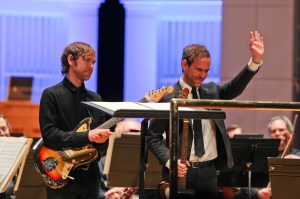 Aaron and Bryce Dessner performed Bryce Dessner?s ?St. Carolyn by the Sea? with the Cincinnati Symphony Orchestra last year. Photo courtesy of CSO 
