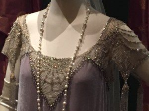 Vintage lace and beading have been worked into this gown.