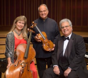 40 years of piano trios: Joseph Kalichstein, piano, right, Sharon Ronbinson, cello, and Jaime Laredo, violin